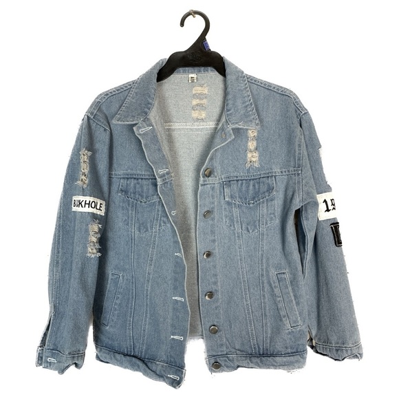 KAWAII NATION BTS K-POP Where Is My Mind Patch Distressed Jean Denim Jacket - Picture 3 of 12